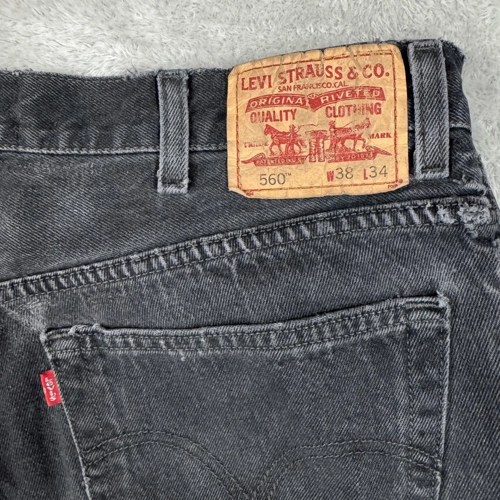 Levis 560 Jeans Mens 38x34 Black Vintage Y2K Comfort Fit Tapered Leg 100% Cotton